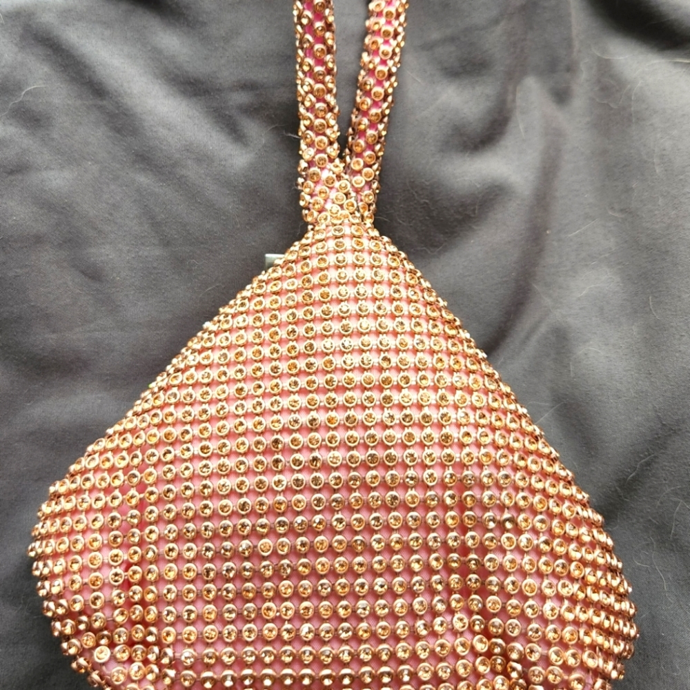 Rose gold rhinestone wristlet